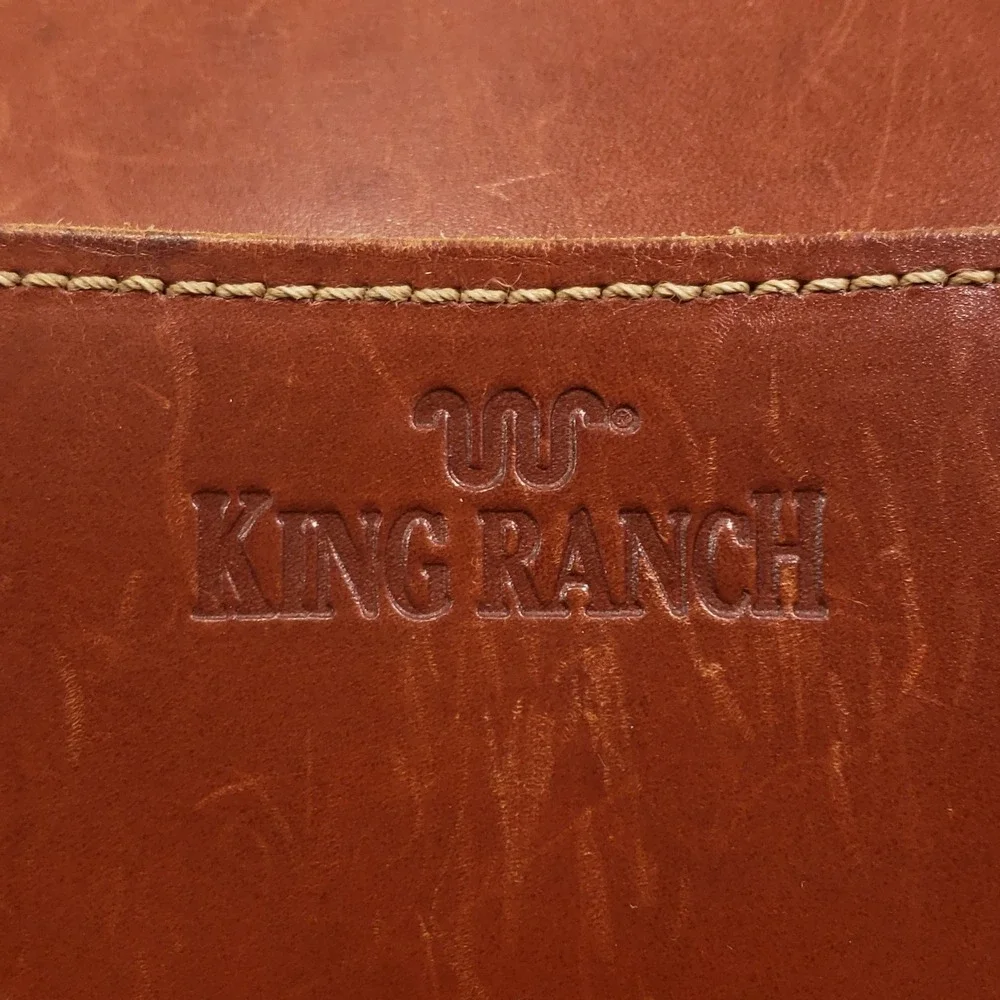 King‎ Ranch Leather Briefcase Mens Large Brown Messenger Bag Brass Running W